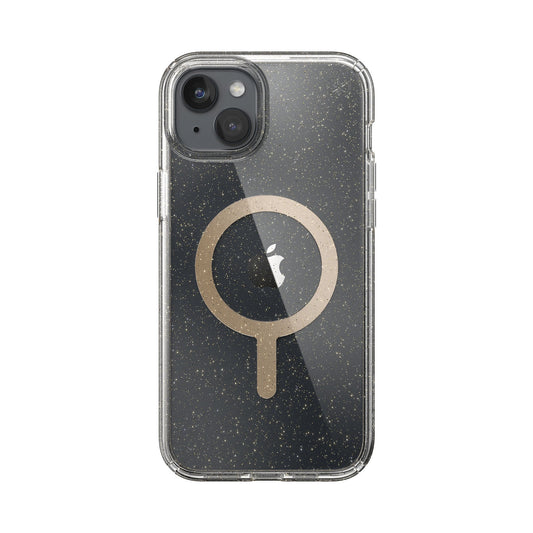 SPECK Presidio Lux Glitter with MagSafe for iPhone 15 Plus - Clear/Gold Glitter/Beige Sweater