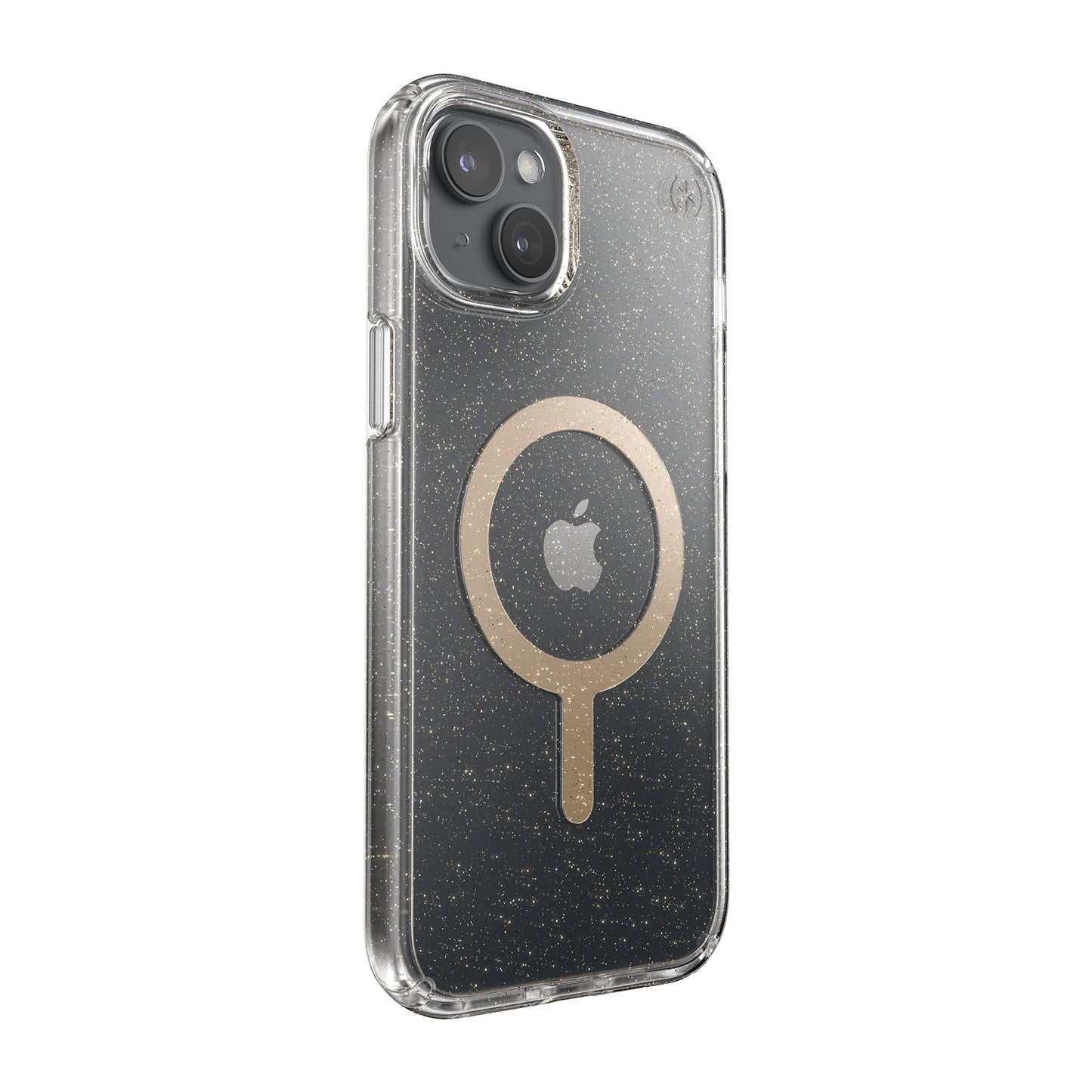 SPECK Presidio Lux Glitter with MagSafe for iPhone 15 Plus - Clear/Gold Glitter/Beige Sweater