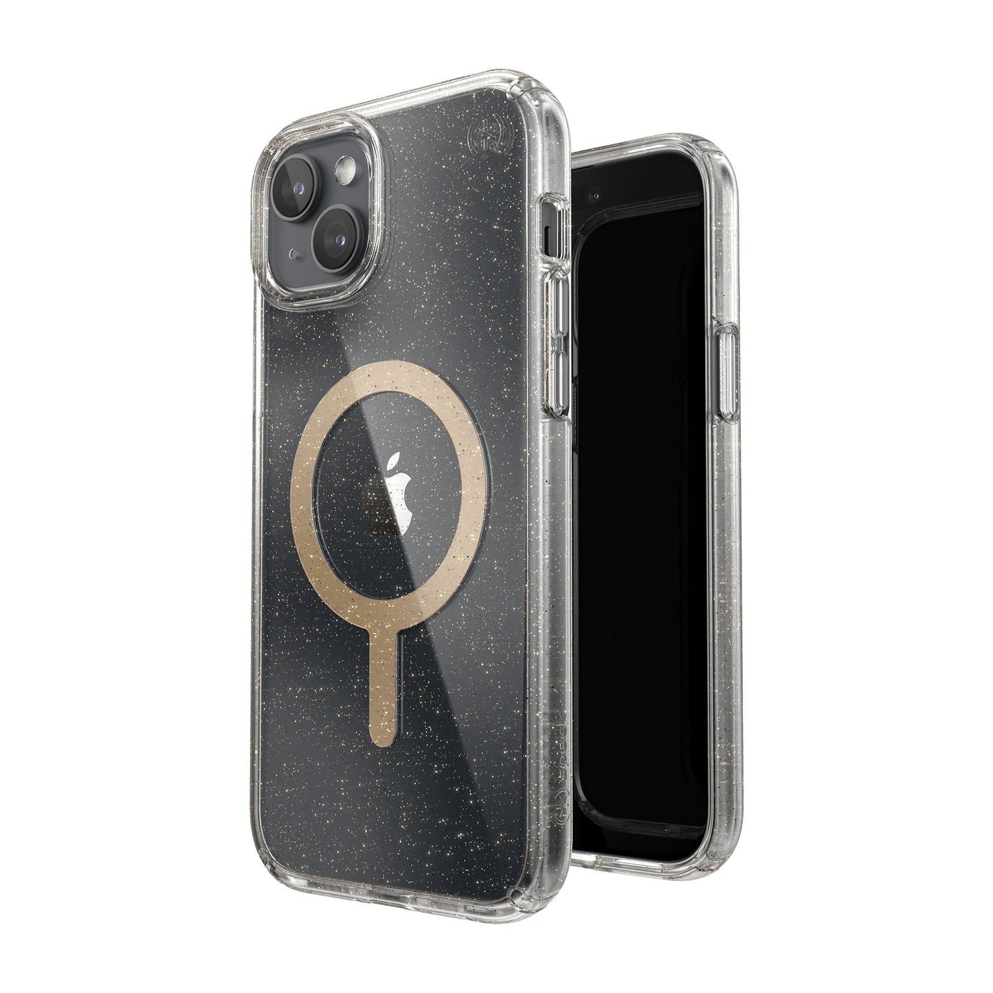SPECK Presidio Lux Glitter with MagSafe for iPhone 15 Plus - Clear/Gold Glitter/Beige Sweater