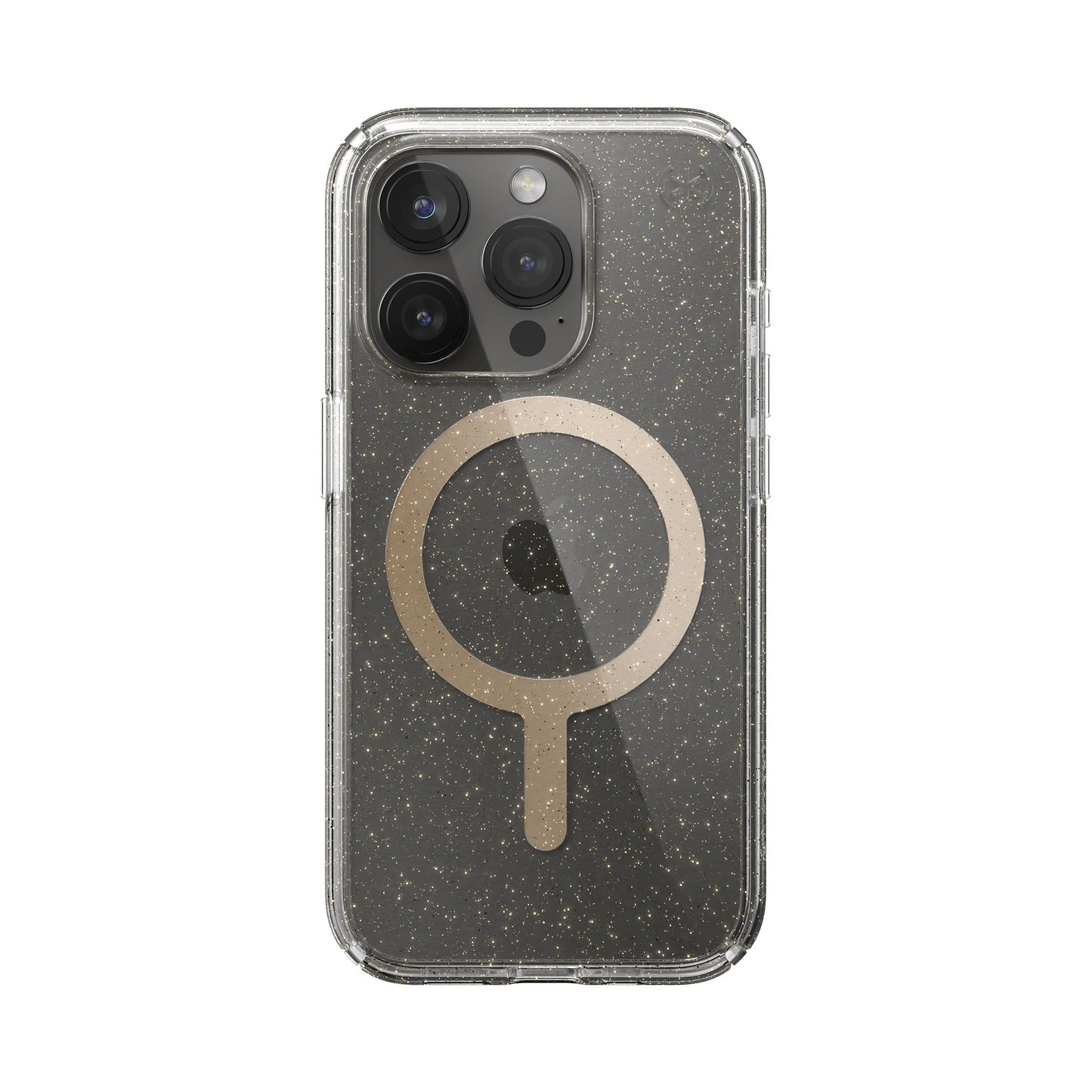 SPECK Presidio Lux Glitter with MagSafe for iPhone 15 Pro - Clear/Gold Glitter/Beige Sweater