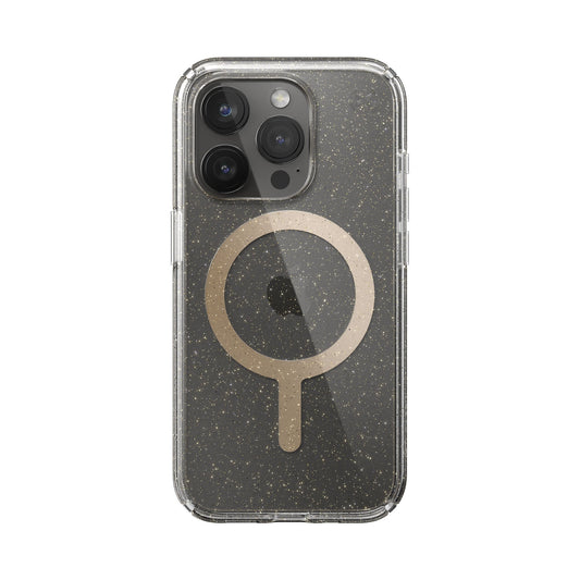 SPECK Presidio Lux Glitter with MagSafe for iPhone 15 Pro - Clear/Gold Glitter/Beige Sweater