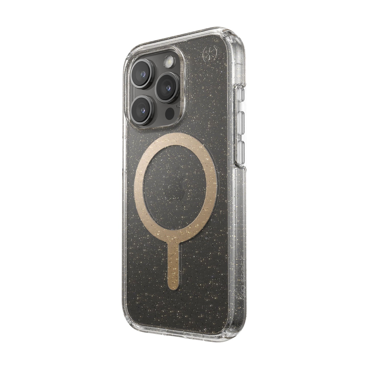 SPECK Presidio Lux Glitter with MagSafe for iPhone 15 Pro - Clear/Gold Glitter/Beige Sweater
