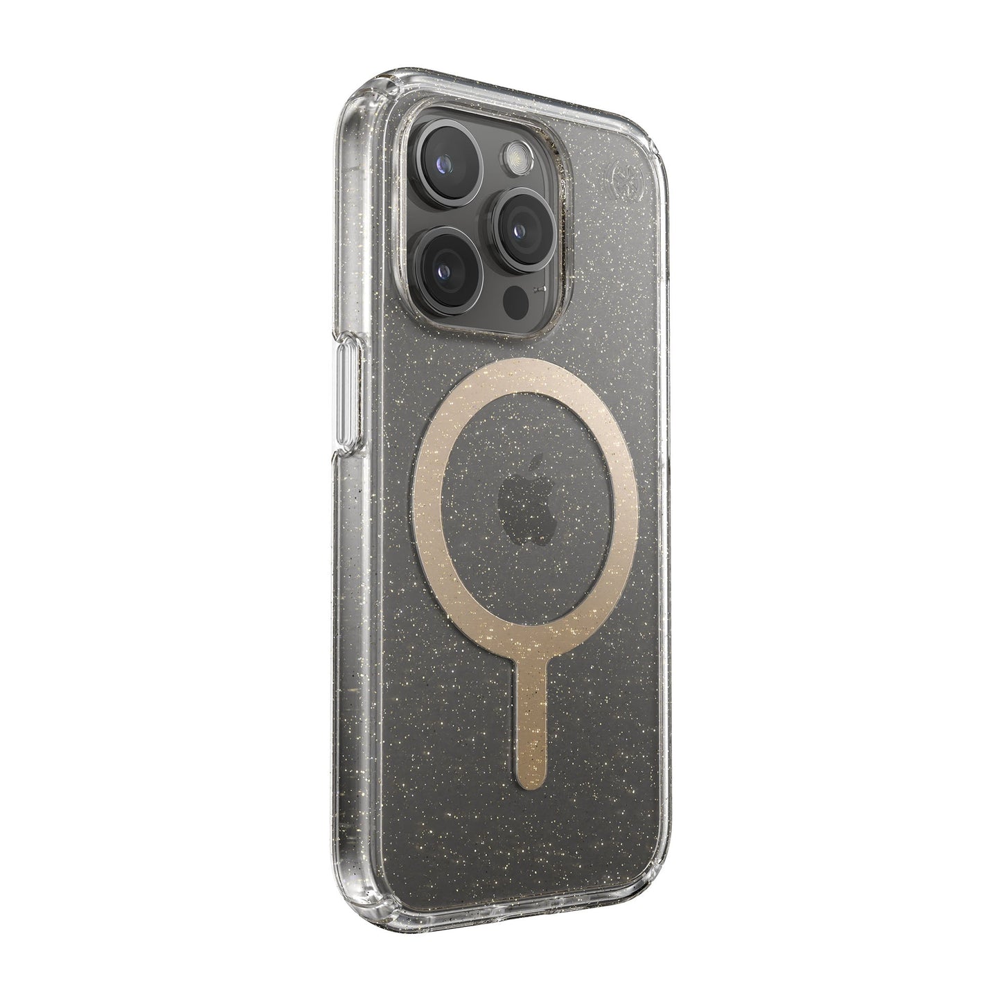 SPECK Presidio Lux Glitter with MagSafe for iPhone 15 Pro - Clear/Gold Glitter/Beige Sweater