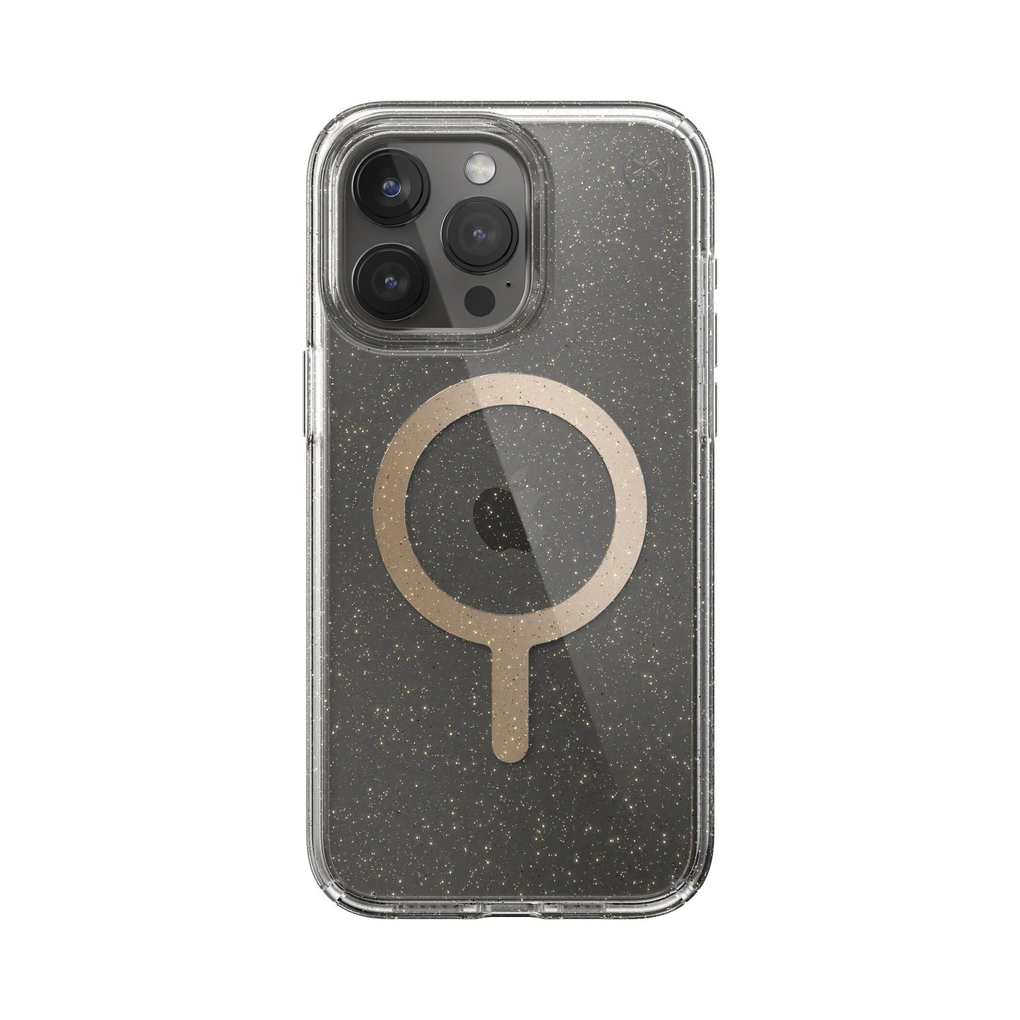 SPECK Presidio Lux Glitter with MagSafe for iPhone 15 Pro Max - Clear/Gold Glitter/Beige Sweater