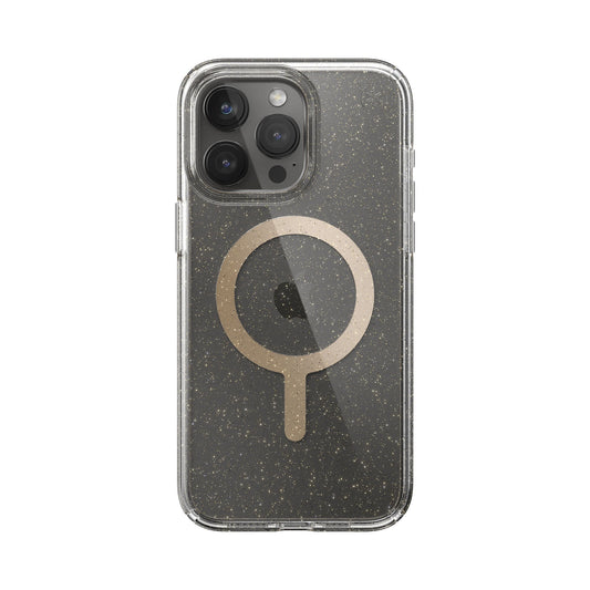 SPECK Presidio Lux Glitter with MagSafe for iPhone 15 Pro Max - Clear/Gold Glitter/Beige Sweater
