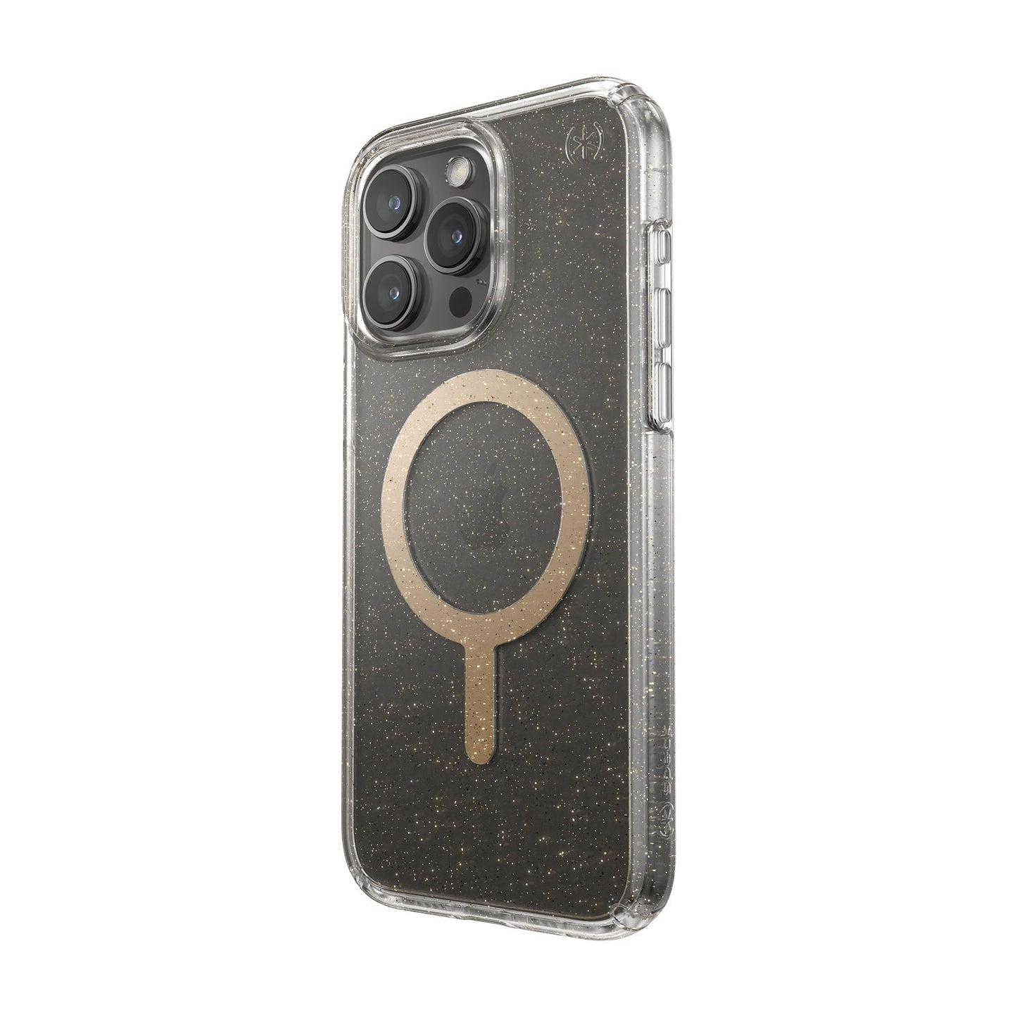 SPECK Presidio Lux Glitter with MagSafe for iPhone 15 Pro Max - Clear/Gold Glitter/Beige Sweater