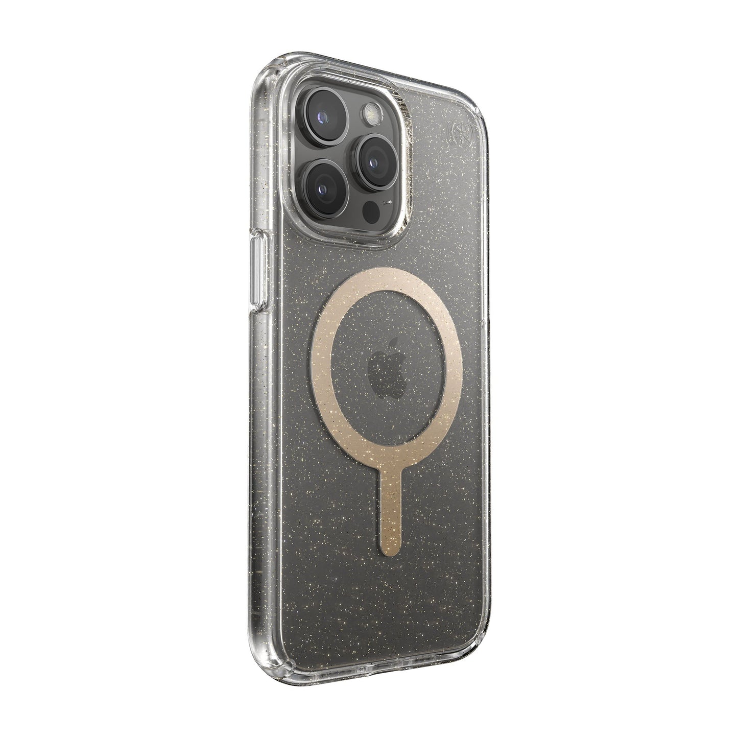 SPECK Presidio Lux Glitter with MagSafe for iPhone 15 Pro Max - Clear/Gold Glitter/Beige Sweater