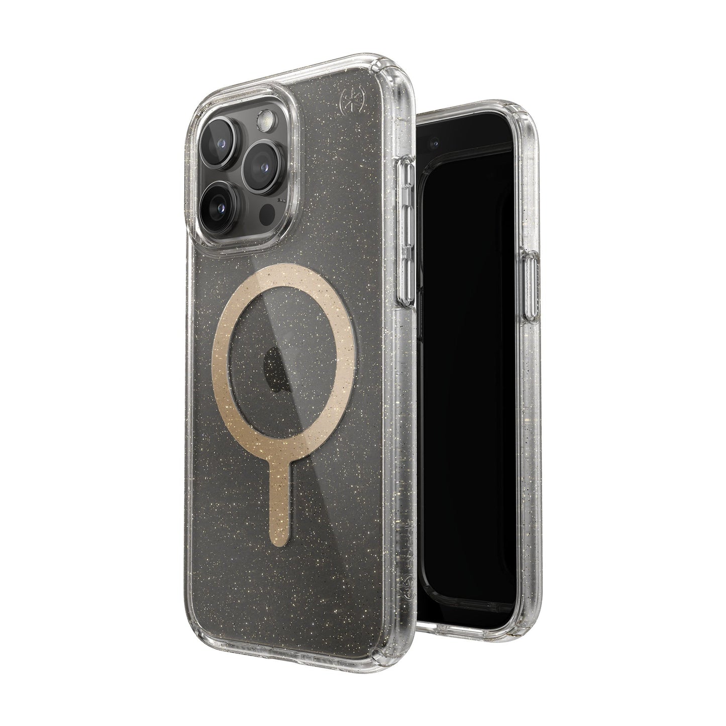SPECK Presidio Lux Glitter with MagSafe for iPhone 15 Pro Max - Clear/Gold Glitter/Beige Sweater