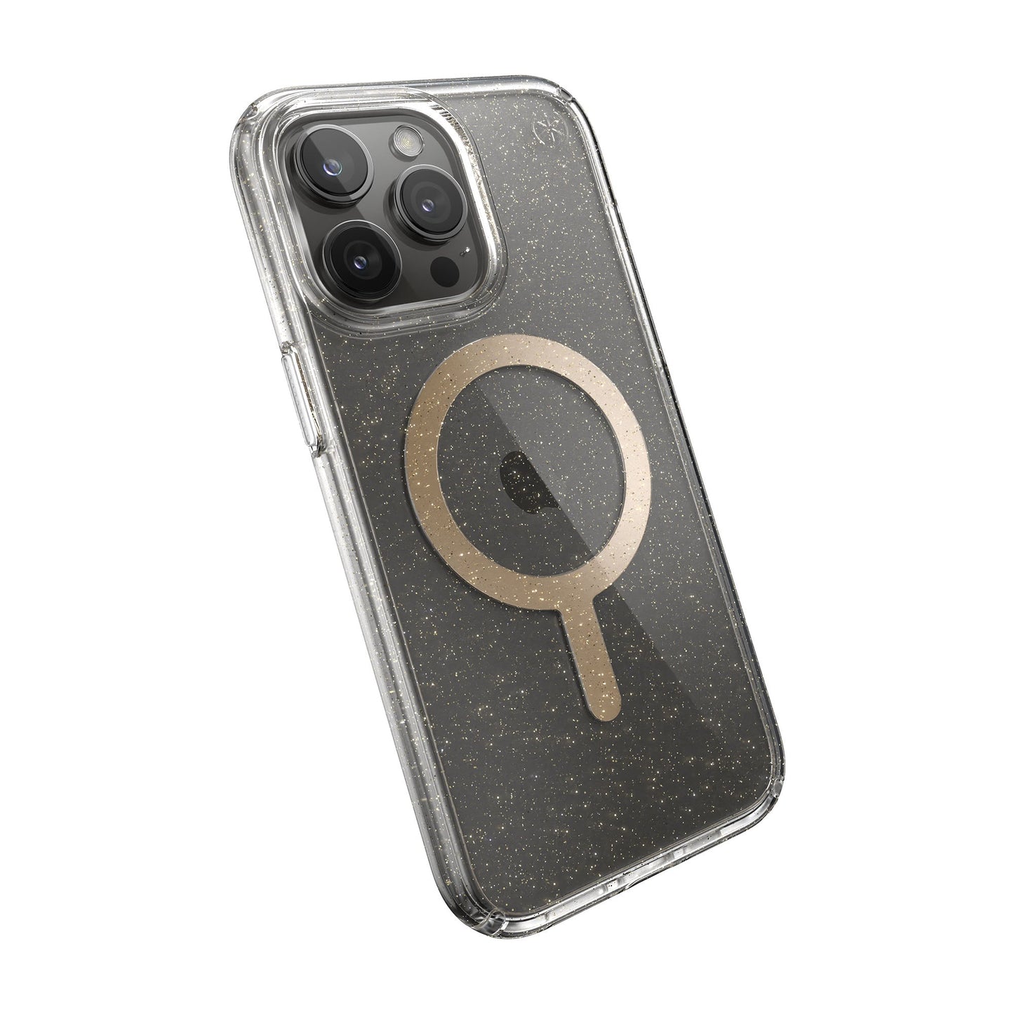 SPECK Presidio Lux Glitter with MagSafe for iPhone 15 Pro Max - Clear/Gold Glitter/Beige Sweater