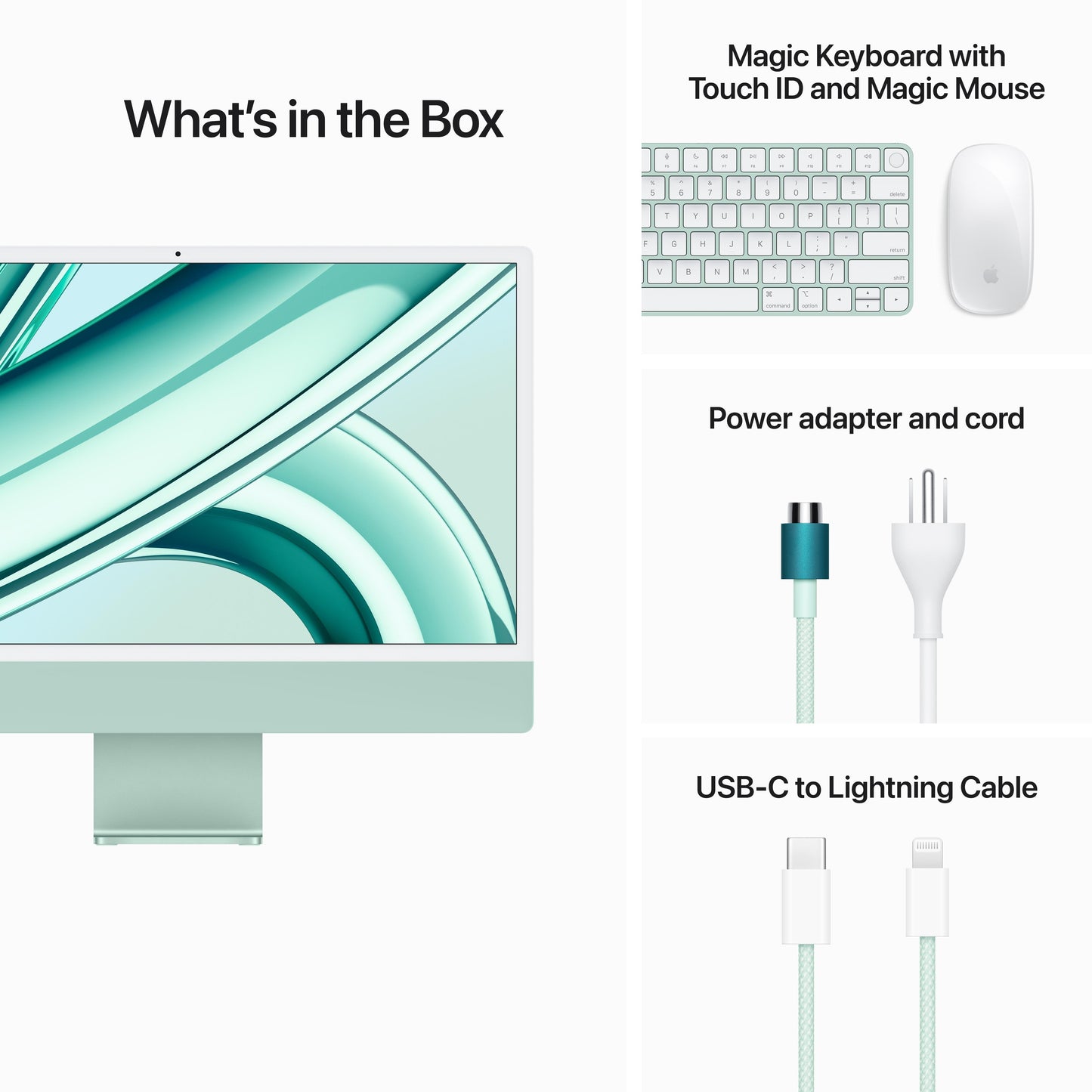 24-inch iMac with Retina 4.5K display: Apple M3 chip with 8‑core CPU and 10‑core GPU, 512GB SSD - Green